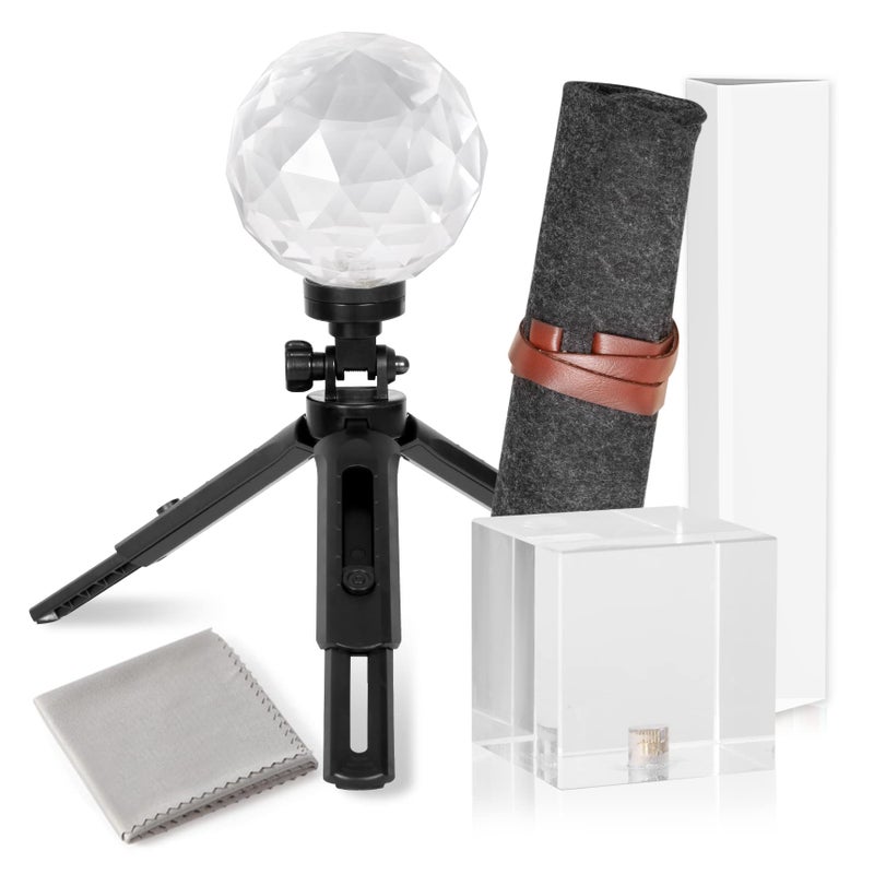 Meking 3pcs Photography Prism Set with Mini Tripod, Optical Crystal Prism Glass for Rainbow Effect Make, Teaching Light Spectrum Physics and Photographer Photo Accessory 1 - Image 1